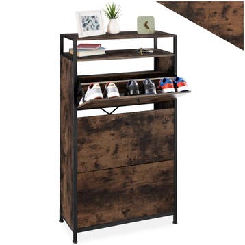 Schoenenkast - Industrieel hout donker, rustiek, 61 cm, Huis en Inrichting, Kasten | Schoenenkasten, Verzenden, Nieuw