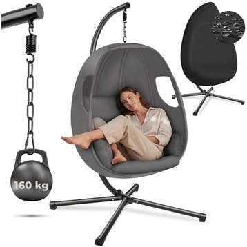 Hangstoel Anika met frame en kussen 160 kg - antraciet, Verzenden, Nieuw