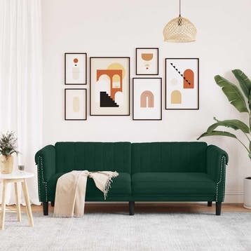 vidaXL Driezitsbank fluweel donkergroen, Huis en Inrichting, Verzenden, Minder dan 150 cm, Stof, Driepersoons