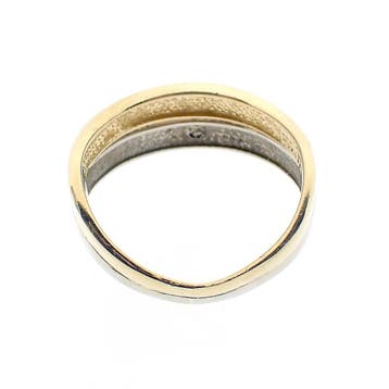 Bicolor gouden ring met zwarte moissanite, Gebruikt, Ophalen of Verzenden, 17 tot 18, Met edelsteen