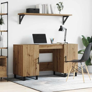 vidaXL Bureau artisanaal eikenkleurig Bewerkt hout 140 x 50, Verzenden, Nieuw