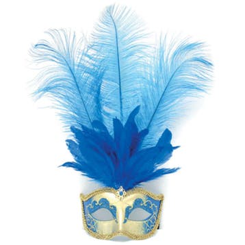 Blauw oogmasker met verentooi - Oogmaskers, Verzenden, Nieuw