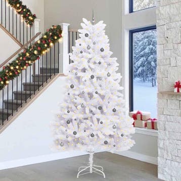 vidaXL Kunstkerstboom 300 cm PVC en staal Wit, Diversen, Verzenden, Nieuw