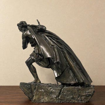 Beeld, Sculpture of a Wayfarer with a Staff - 25 cm - Hars