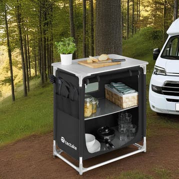 Aluminium kampeerkeuken 76 x 53,5 x 107 cm - zwart, Caravans en Kamperen, Kampeeraccessoires, Verzenden, Nieuw
