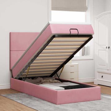 vidaXL Ottoman bed met matrassen en LEDs 90x200cm fluweel, 90 cm, Eenpersoons, Verzenden, Nieuw