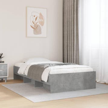vidaXL Bedframe bewerkt hout betongrijs 90x200 cm, 90 cm, Eenpersoons, Verzenden, Nieuw