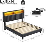 Rolanstar bed met LED-verlichting, 90 x 200 cm, bedframe met, Verzenden, Zo goed als nieuw