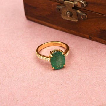 Ring - 14 karaat Geel goud - 3.72ct. tw. Smaragd - Diamant -, Nieuw