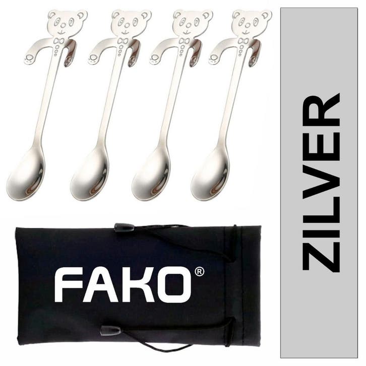 Fako Bijoux - Theelepel / Koffielepel Hangende Beer - Zilver, Huis en Inrichting, Keuken | Bestek, Verzenden
