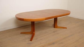 Vintage ronde eettafel | uitschuifbaar | teak | 120 cm - 220, Huis en Inrichting, Tafels | Eettafels, Ophalen of Verzenden, Nieuw