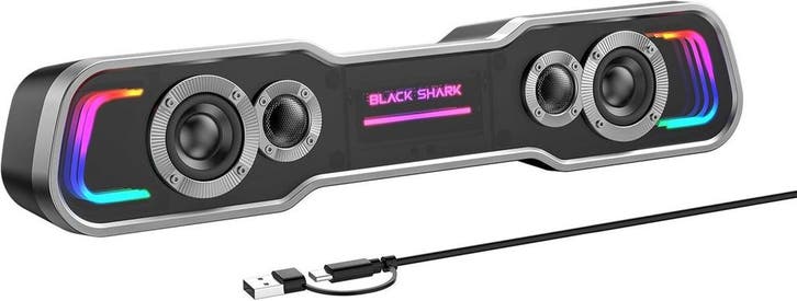 PC Soundbar Black Shark | Bluetooth | Retourdeal 55% Korting, Computers en Software, Pc speakers, Audiokanaal 2.0, Zo goed als nieuw