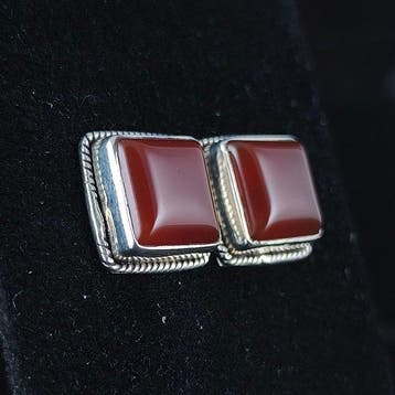 Carneool - Zilver - Oorbellen