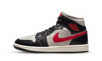 Jordan 1 Mid Black College Grey Gym Red (Womens), Nieuw