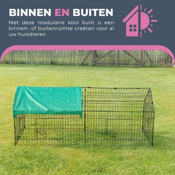 MaxxPet Konijnenhok - Konijnenren met Zonnescherm 185x75x..., Verzenden, Nieuw