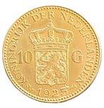 Gouden 10 gulden Wilhelmina 1925a, Postzegels en Munten, Munten | Nederland, Verzenden, Goud, Koningin Wilhelmina, Losse munt