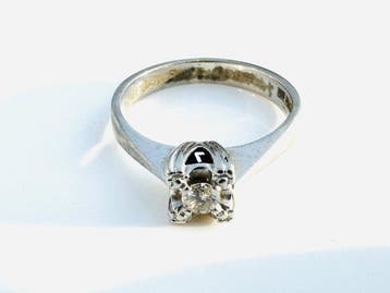 Ring - 18 karaat Witgoud - 0.11ct. tw. Diamant (Natuurlijk), Sieraden, Tassen en Uiterlijk, Ringen, Nieuw