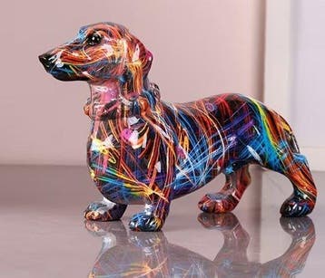 Beeldje - Bassotto Pop Art - Hars