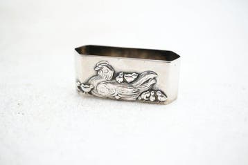 Servetring - .833 zilver - Hen en Kuikens, Antiek en Kunst