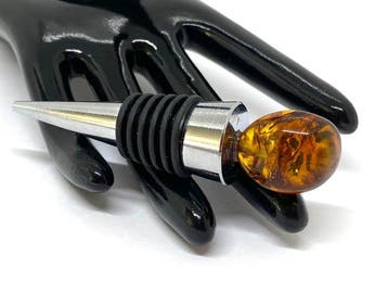 Wijnstopper met Imperial Cognac amberkleurig - Baltic, Verzamelen, Nieuw