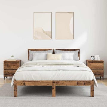 vidaXL Nachtkastje 2 st Oudhout 40 x 35 x 50 cm Bewerkt hout, Minder dan 45 cm, Verzenden, Nieuw, Minder dan 55 cm