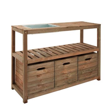 Oppottafel XL Choko met Zinken Werkblad en Opbergbakken, Verzenden, Nieuw, Hout