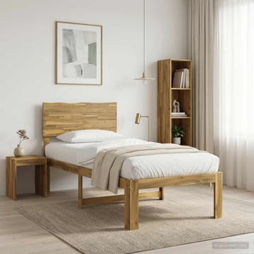vidaXL Eenpersoonsbed met hoofdbord ROSTOCK Witgewassen 100, Eenpersoons, Verzenden, Wit, Nieuw