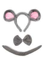 Muis Haarband Oren Strik Staart Diadeem Set Grijs Roze Zacht, Ophalen of Verzenden, Nieuw, Carnaval, Accessoires