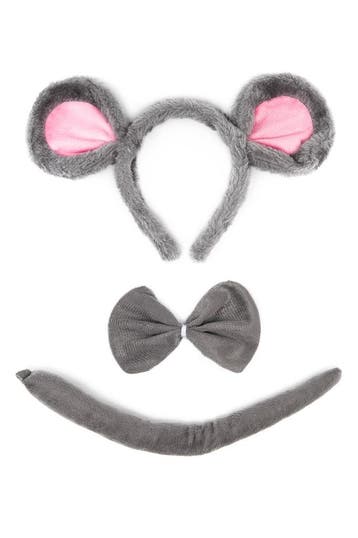 Muis Haarband Oren Strik Staart Diadeem Set Grijs Roze Zacht, Ophalen of Verzenden, Nieuw, Carnaval, Accessoires