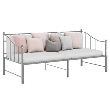 vidaXL Slaapbank uittrekbaar metaal grijs 90x200 cm, 90 cm, Eenpersoons, Verzenden, Nieuw