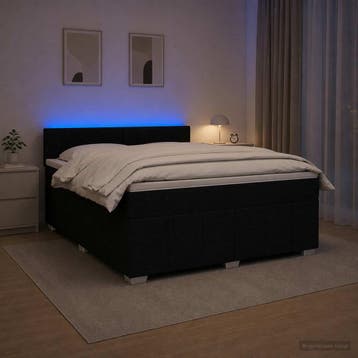 vidaXL Boxspringbed met matras met hoofdeinde Zwart 140 x, Verzenden, Nieuw, Tweepersoons, Zwart