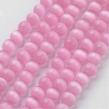 20 x Cateye glas kralen 6mm roze rijg gat: 1mm (Glaskralen), Ophalen of Verzenden, Nieuw, Kraal