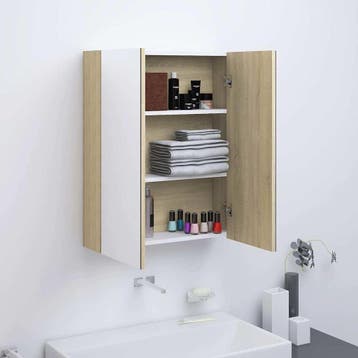 vidaXL Badkamerkast met spiegel 60x15x75 cm MDF wit en, Verzenden, Nieuw