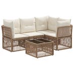 vidaXL Tuinbankenset 5 pcs Beige poly rattan, Tuin en Terras, Verzenden, Nieuw, 5 zitplaatsen