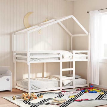 vidaXL Kinderbedhuisje 203x80,5x142 cm massief grenenhout, Verzenden, Nieuw, Wit, Hout