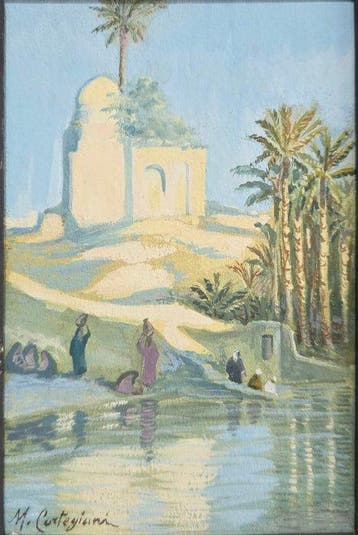 Michele Cortegiani (1857-1928) - Oasi di Fayum alle rive del