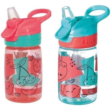 NUBY Incredible Gulp 2-pack 360ml Aardbeien Waterflessen, Verzenden, Nieuw