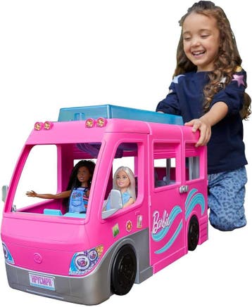 Barbie Camper 80cm - Glijbaan & Zwembad | Tweedekansje, Ophalen of Verzenden, Zo goed als nieuw