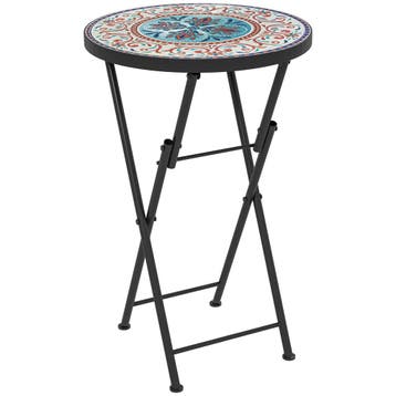TRUUSK Inklapbare Bijzettafel met Mozaïek-Design - Ø35,5 x 5, Verzenden, Nieuw