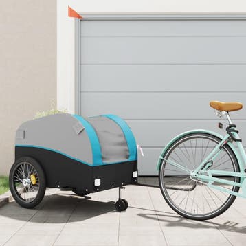 vidaXL Fietstrailer 45 kg ijzer zwart en blauw, Fietsen en Brommers, Fietsaccessoires | Aanhangers en Karren, Verzenden, Nieuw