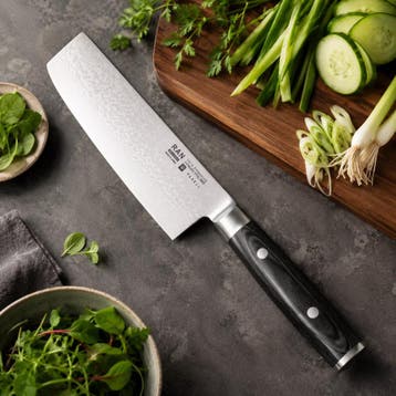 Yaxell Ran Nakiri Koksmes 16,5 cm – 69 Lagen Damaststaal.., Ophalen of Verzenden, Nieuw, Overige materialen