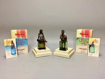 Parfum vaas - bronzen beeld op glazen flacon, Antiek en Kunst
