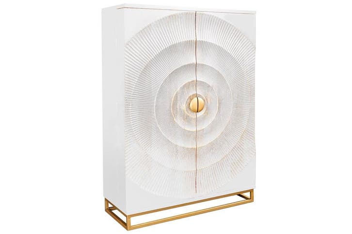 Barkast GOLDEN SUNSET 140cm 3D mangohout wit handgemaakt -, Huis en Inrichting, Kasten | Overige, Ophalen of Verzenden