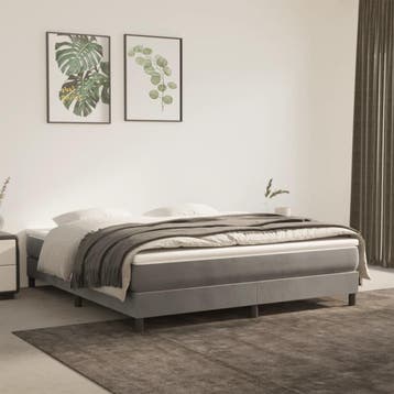 vidaXL Boxspring bed 180x200 cm fluweel lichtgrijs, Huis en Inrichting, Eenpersoons, Verzenden, Nieuw, 80 cm