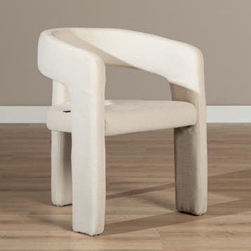 50% Korting: Scandinavische eetkamerstoel Bibi chenille off, Ophalen, Zo goed als nieuw, Wit, Scandinavisch