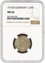 Duitsland, keizerrijk 1/2 Mark 1915 - NGC MS64 (Múnich), Postzegels en Munten