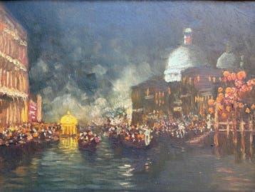 Italiaanse school (XIX) - Venezia notturna in festa sul