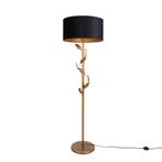 Vloerlamp goud met kap zwart en gouden binnenkant 50cm -, Huis en Inrichting, Lampen | Vloerlampen, Verzenden, Nieuw, Classic-antique