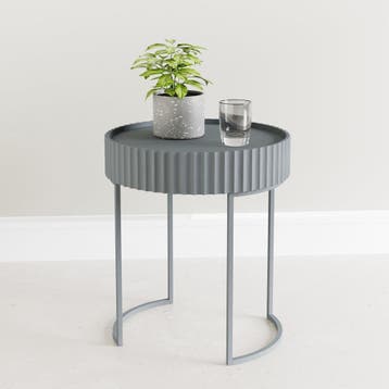Bijzettafel Rill rond 46x40 cm grijs [en.casa], Verzenden, Nieuw