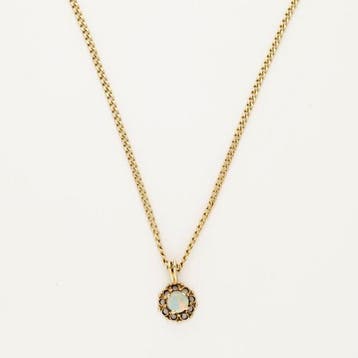 Ketting met hanger - 14 karaat Geel goud Opaal, Sieraden, Tassen en Uiterlijk, Antieke sieraden